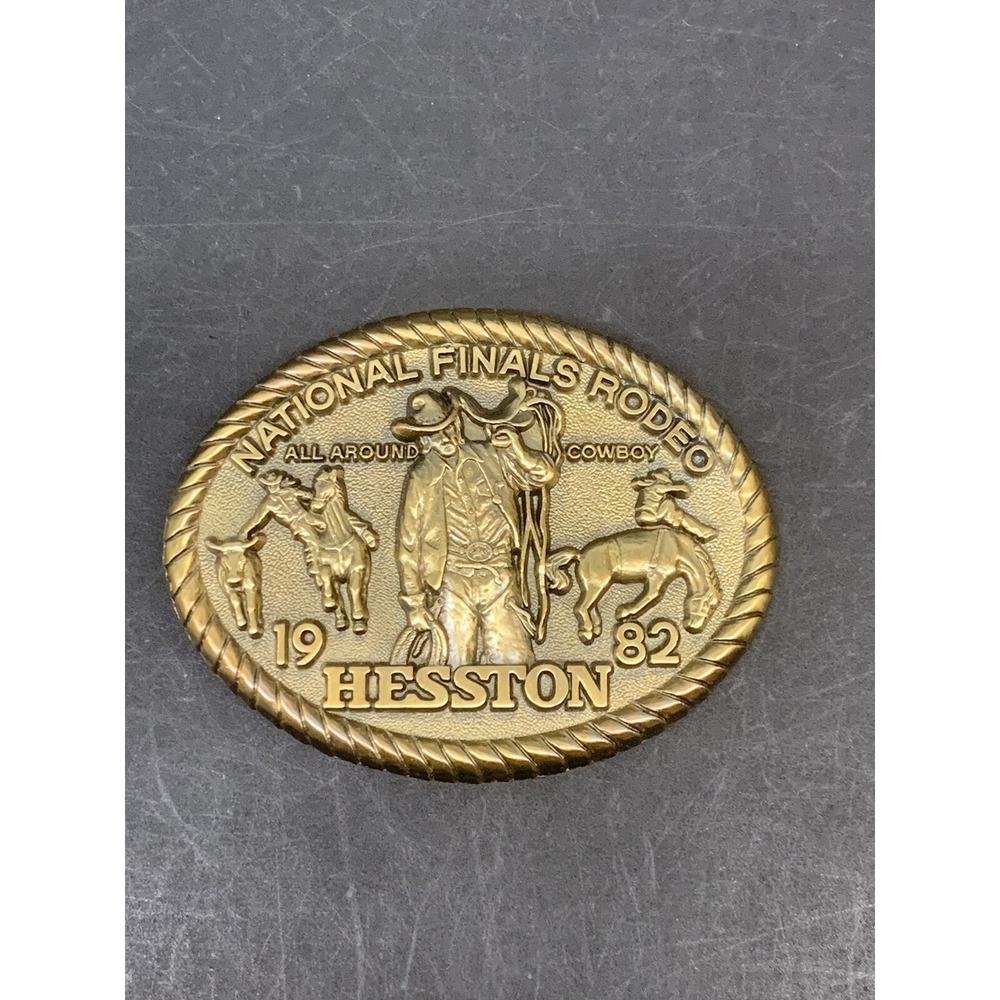 New Heston National Finals Rodeo 1982 Belt Buckle 8th Edition All Around Cowboy